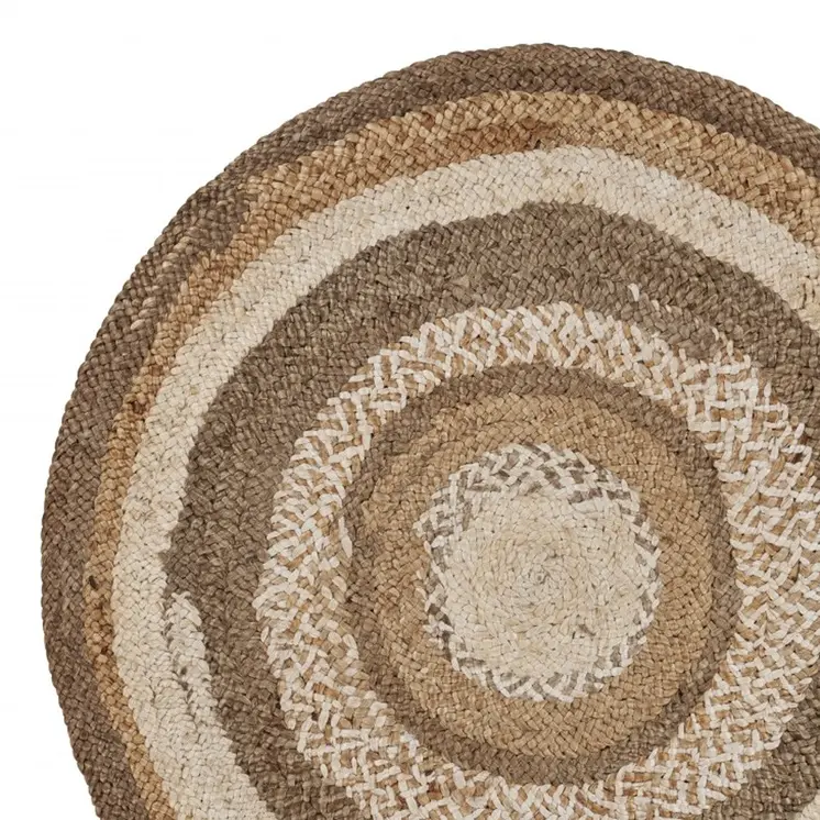 8' Beige Jute Hand Braided Round Rug