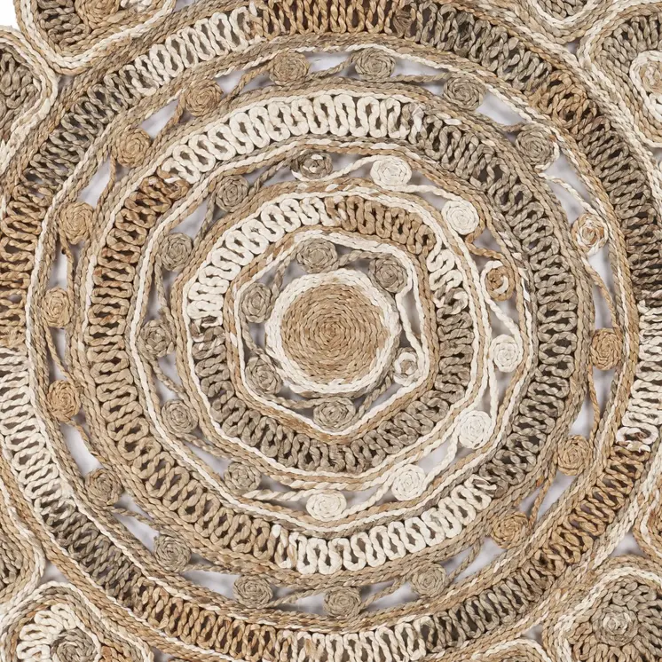 5' X 5' Beige Jute Hand Braided Area Rug