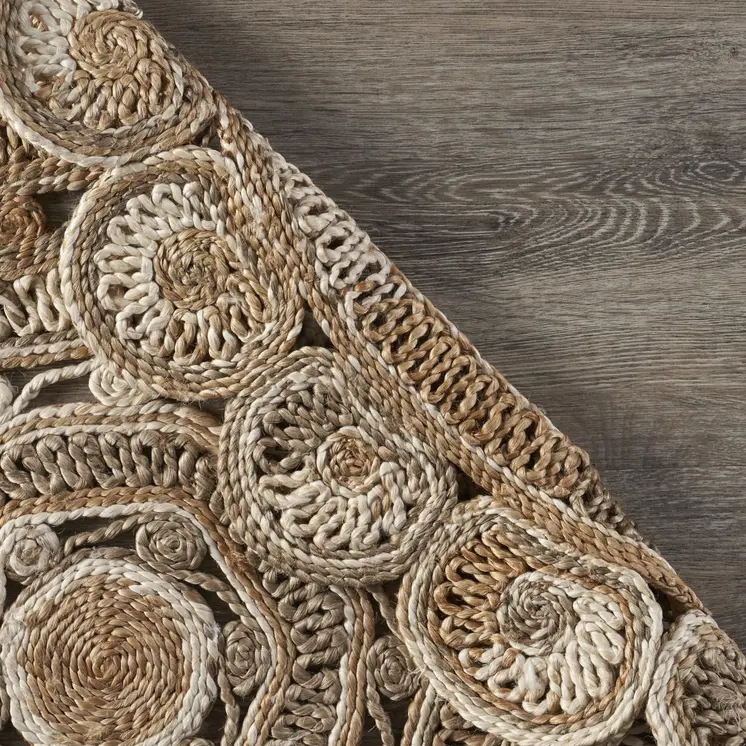 5' X 5' Beige Jute Hand Braided Area Rug