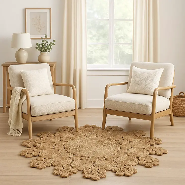 6' Natural Jute Hand Braided Round Rug