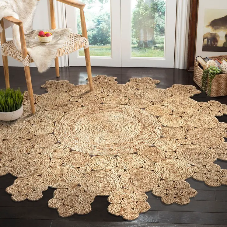 6' Natural Jute Hand Braided Round Rug