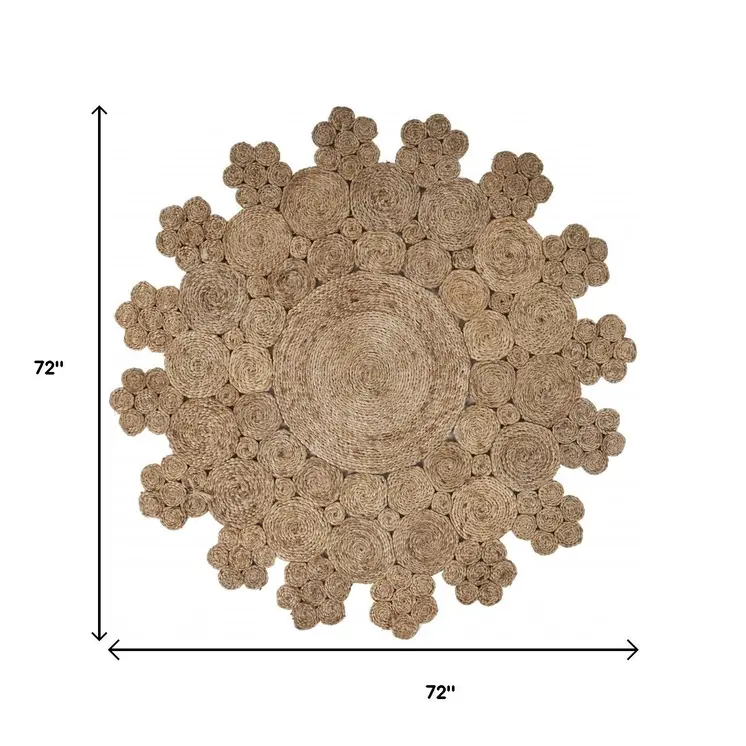 6' Natural Jute Hand Braided Round Rug