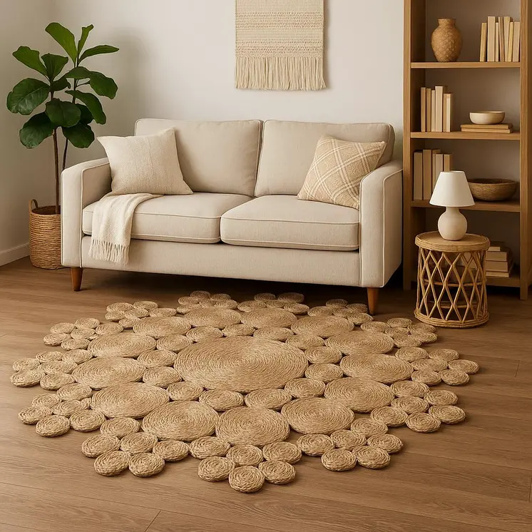 8' Natural Jute Hand Braided Round Rug