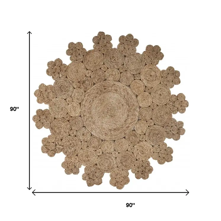 8' Natural Jute Hand Braided Round Rug