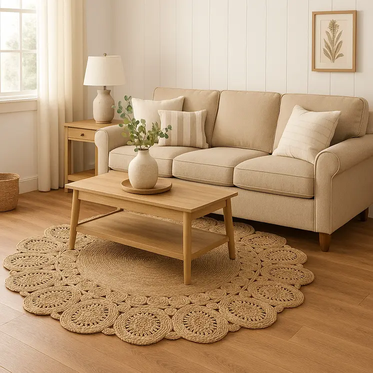 5' X 5' Natural Jute Hand Braided Area Rug