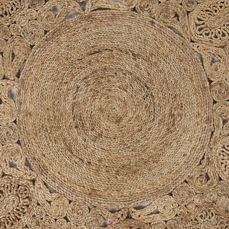 5' X 5' Natural Jute Hand Braided Area Rug
