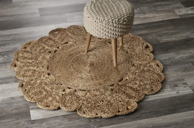 5' X 5' Natural Jute Hand Braided Area Rug