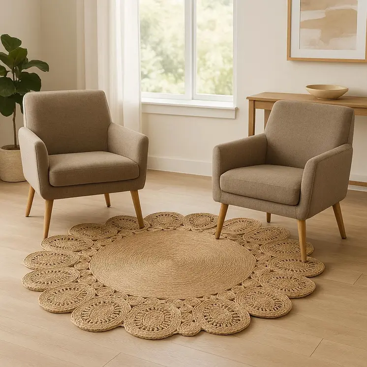 6' Natural Jute Hand Braided Round Rug