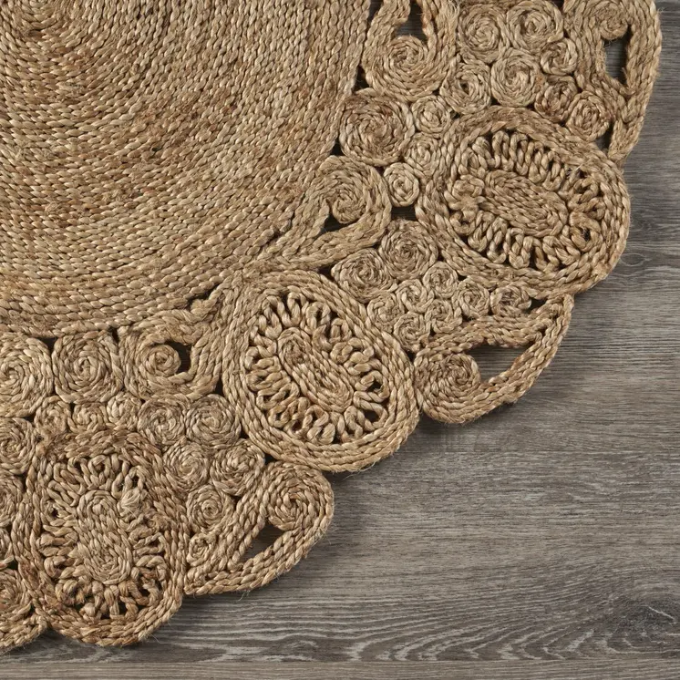 6' Natural Jute Hand Braided Round Rug