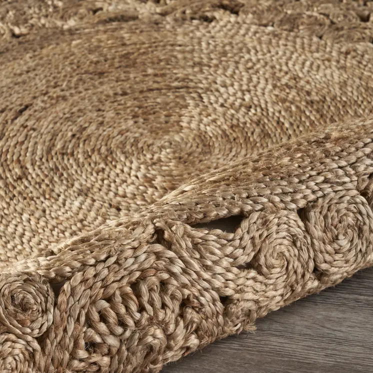 8' Natural Jute Hand Braided Round Rug