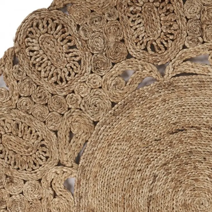 8' Natural Jute Hand Braided Round Rug