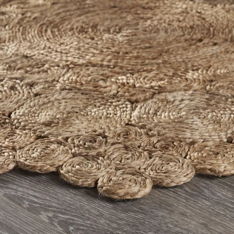 5' X 5' Natural Jute Hand Braided Area Rug
