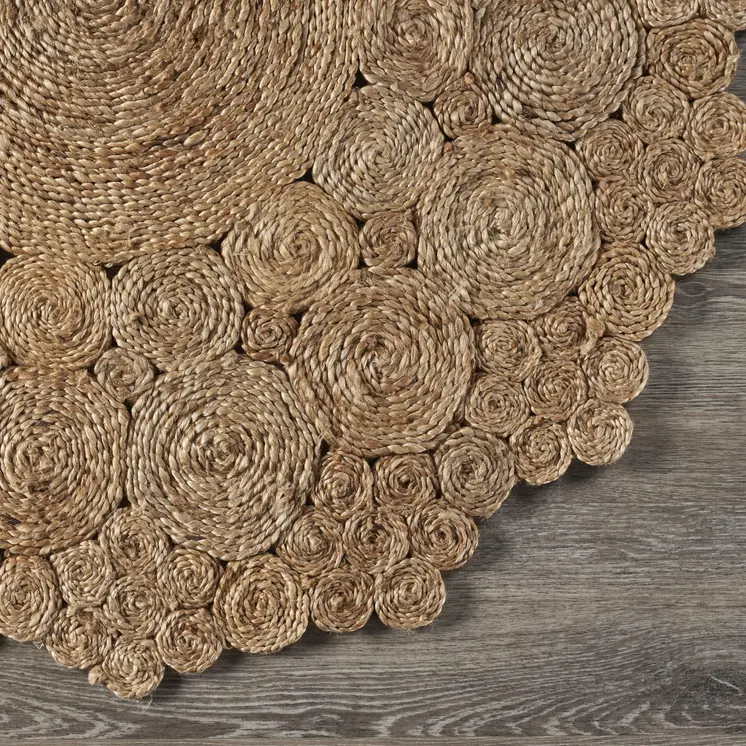 5' X 5' Natural Jute Hand Braided Area Rug