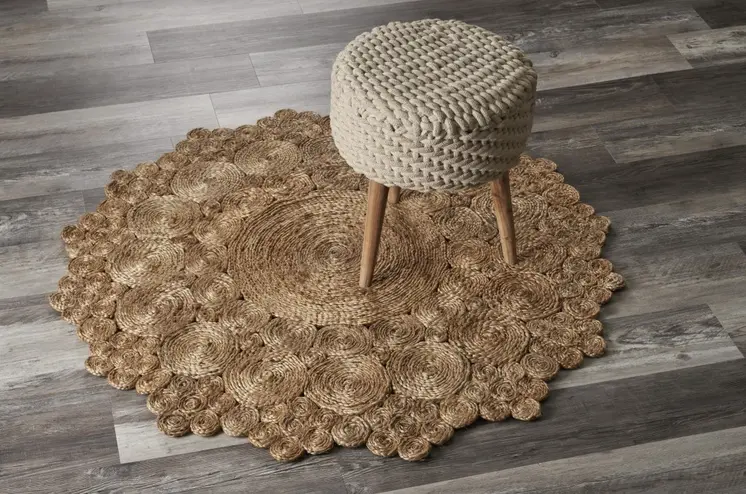 5' X 5' Natural Jute Hand Braided Area Rug