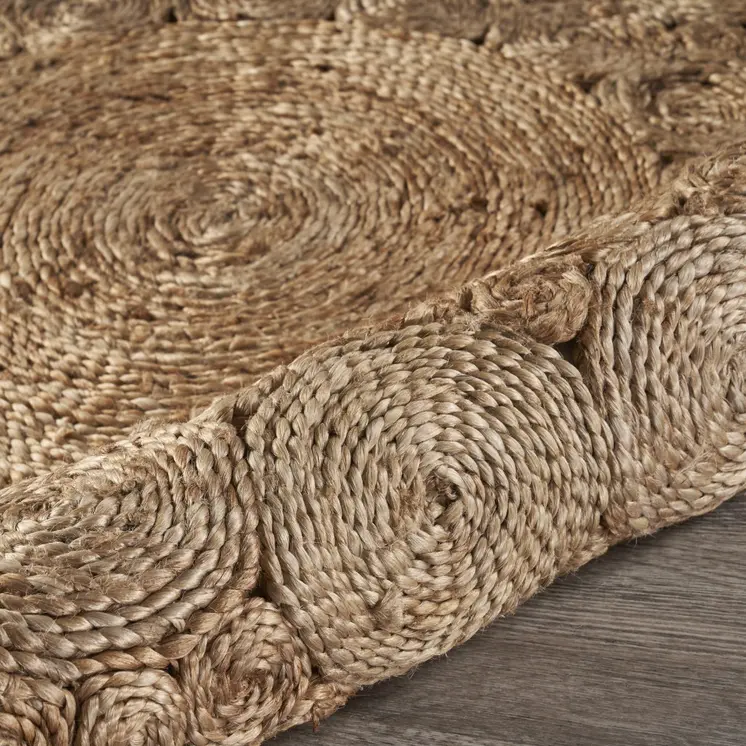 8' Natural Jute Hand Braided Round Rug