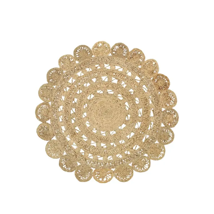 5' X 5' Natural Jute Hand Braided Area Rug