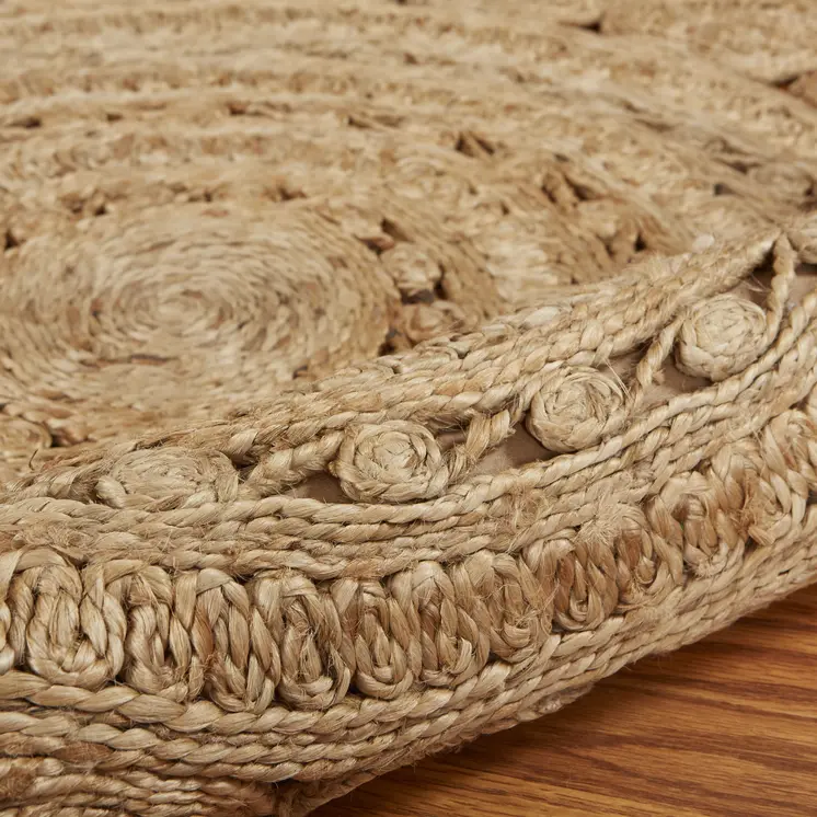 5' X 5' Natural Jute Hand Braided Area Rug