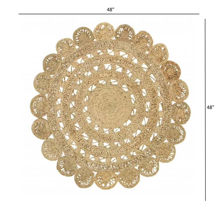 5' X 5' Natural Jute Hand Braided Area Rug
