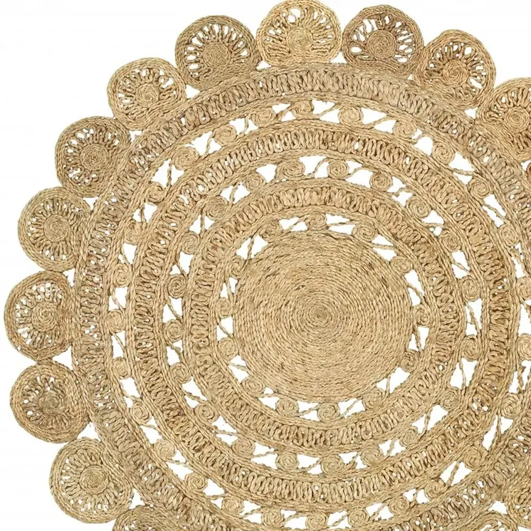 6' Natural Jute Hand Braided Round Rug
