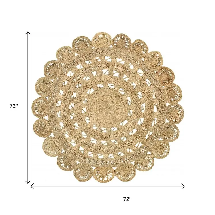 6' Natural Jute Hand Braided Round Rug