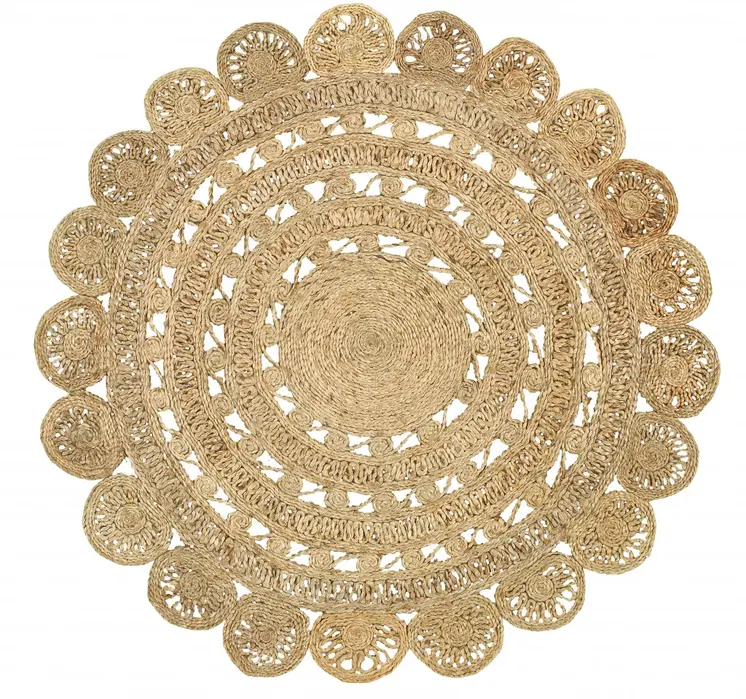 8' Natural Jute Hand Braided Round Rug