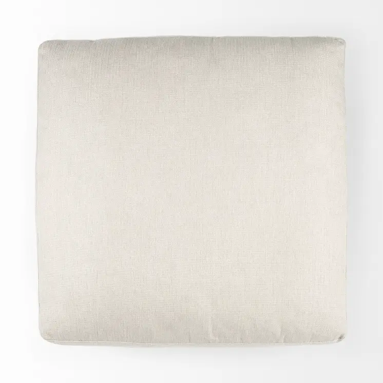 39" Beige Fabric and Brown Cocktail Ottoman