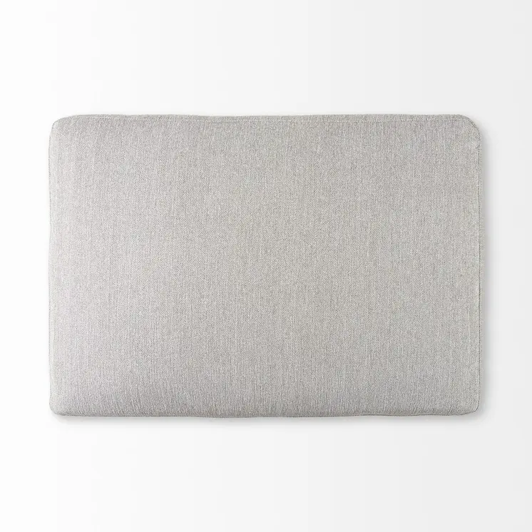 26" Light Gray Fabric and Brown Cocktail Ottoman
