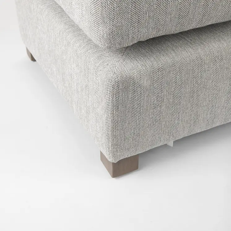 26" Light Gray Fabric and Brown Cocktail Ottoman