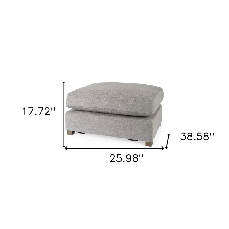 26" Gray Fabric and Brown Cocktail Ottoman