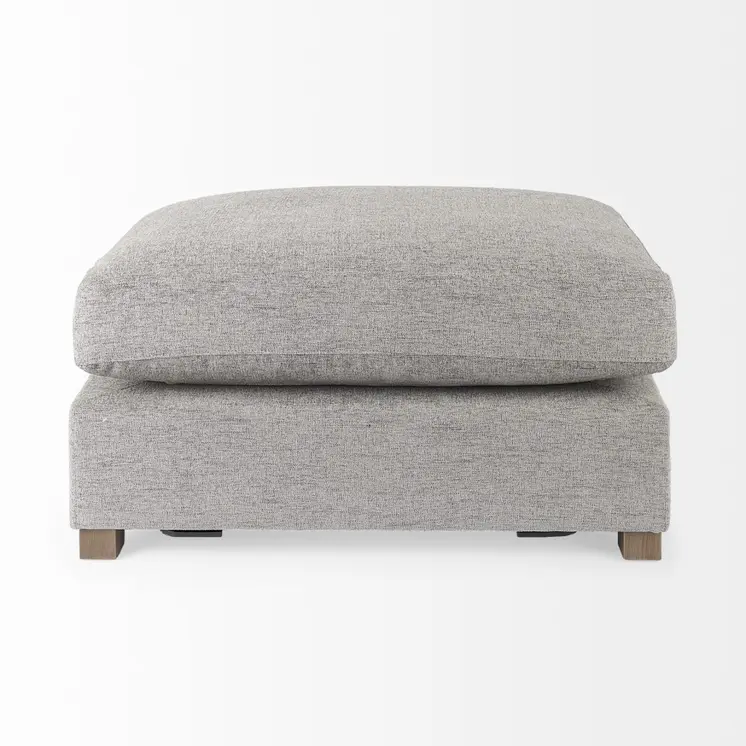 26" Gray Fabric and Brown Cocktail Ottoman