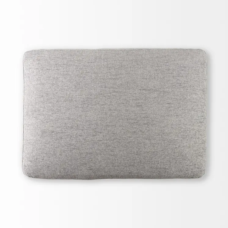 26" Gray Fabric and Brown Cocktail Ottoman