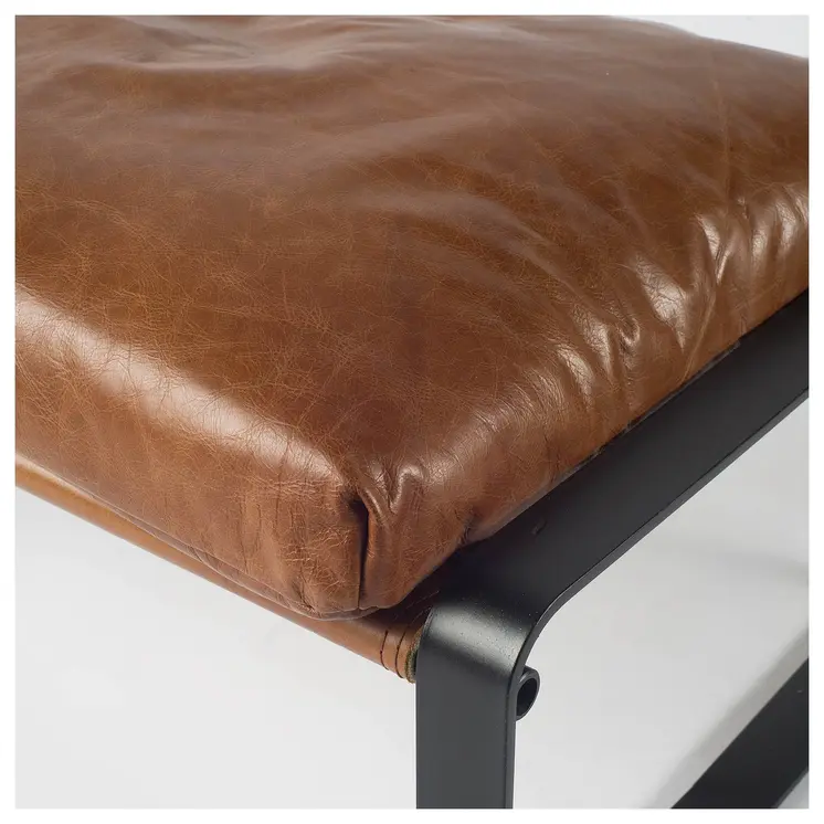 19" Brown Genuine Leather Ottoman