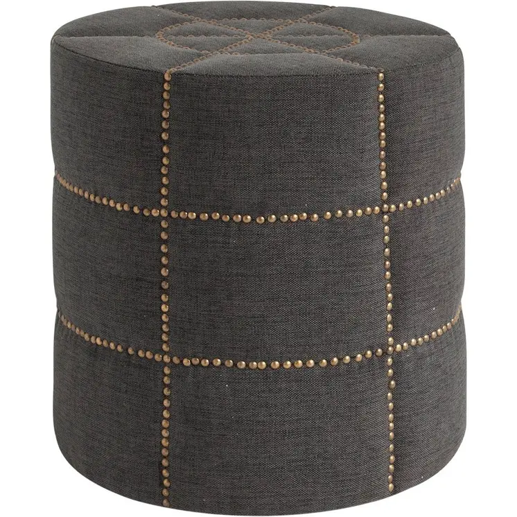 20" Gray Fabric Tufted Round Footstool