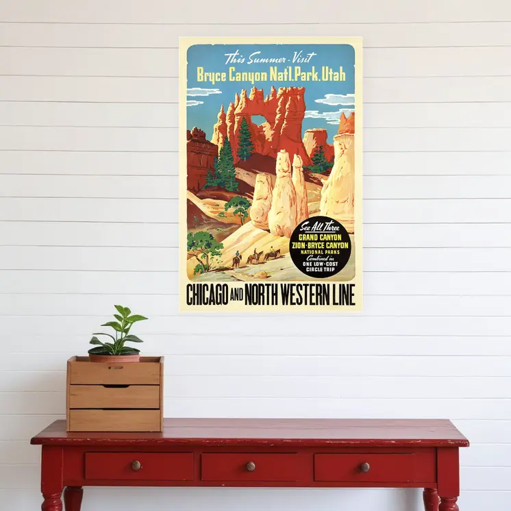 Vintage 1950S Bryce Canyon National Park Unframed Print Wall Art