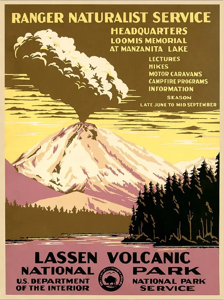 8.5" X 11" Lassen Volcanic National Park Vintage Travel Poster Wall Art