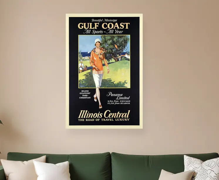 Gulf Coast Golf 1932 Vintage Travel Unframed Print Wall Art