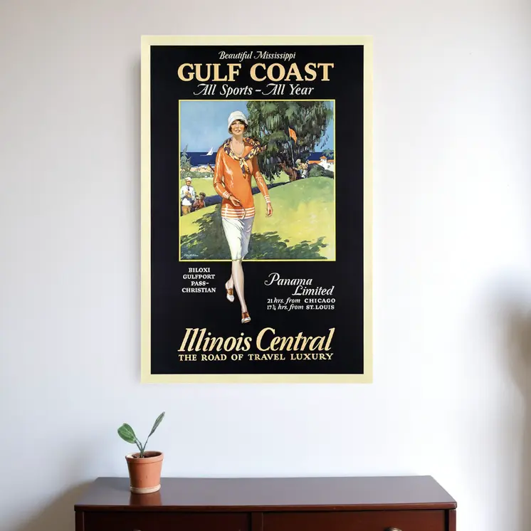 Gulf Coast Golf 1932 Vintage Travel Unframed Print Wall Art