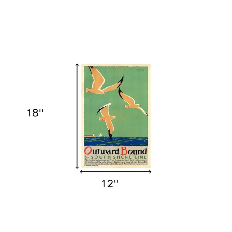 12" X 18" Birds Over Lake Michigan C1929 Vintage Travel Poster Wall Art