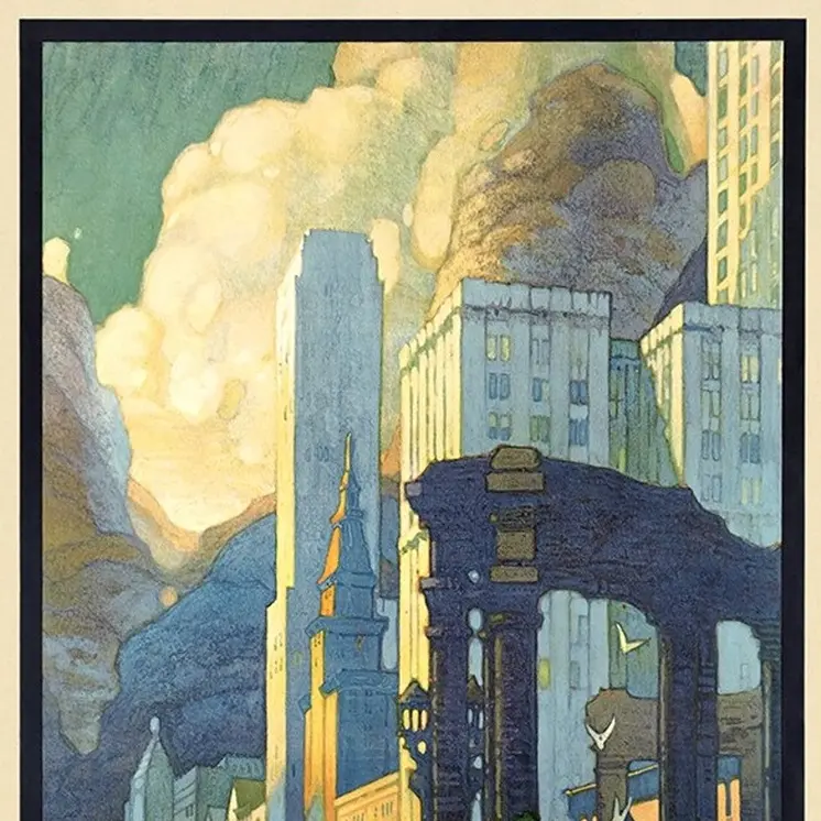 20" X 30" Vintage 1929 Chicago Michigan Ave Travel Poster Wall Art
