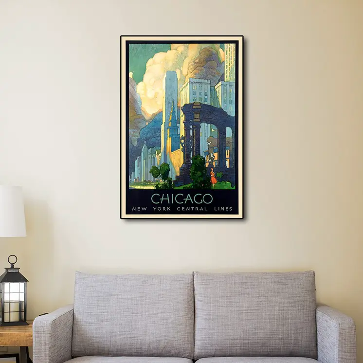 Vintage 1929 Chicago Michigan Ave Travel Unframed Print Wall Art