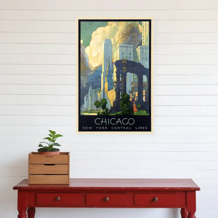 Vintage 1929 Chicago Michigan Ave Travel Unframed Print Wall Art