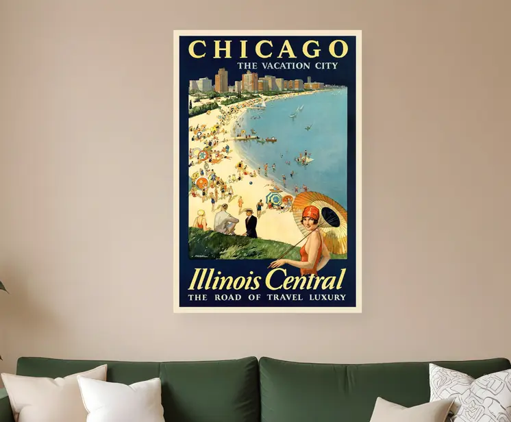 Vintage 1929 Chicago Vacation Travel Unframed Print Wall Art