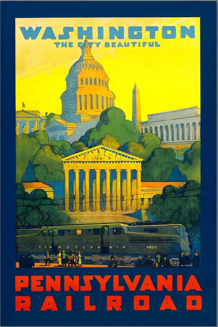 Washington DC Vintage Travel Unframed Print Wall Art