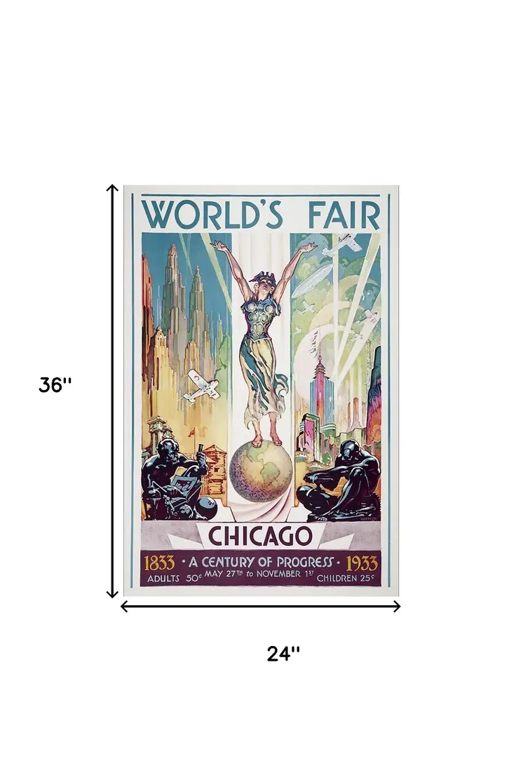 Vintage 1933 Chicago Worlds Fair Unframed Print Wall Art