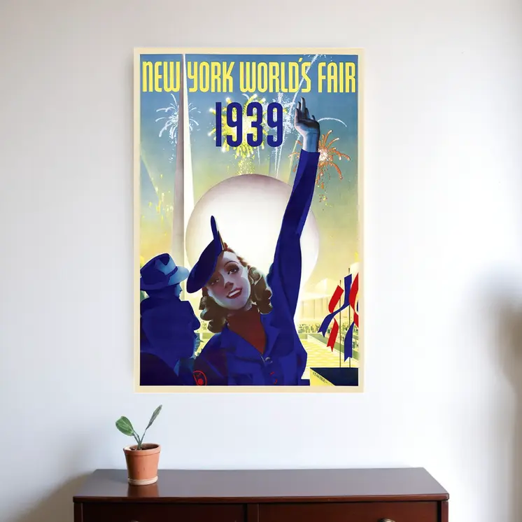 New York 1939 World's Fair Vintage Travel Unframed Print Wall Art