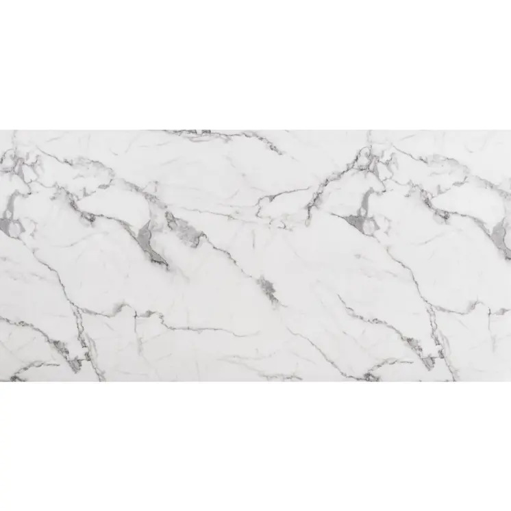 71" White And Gold Faux Marble And Steel Sled Base Dining Table