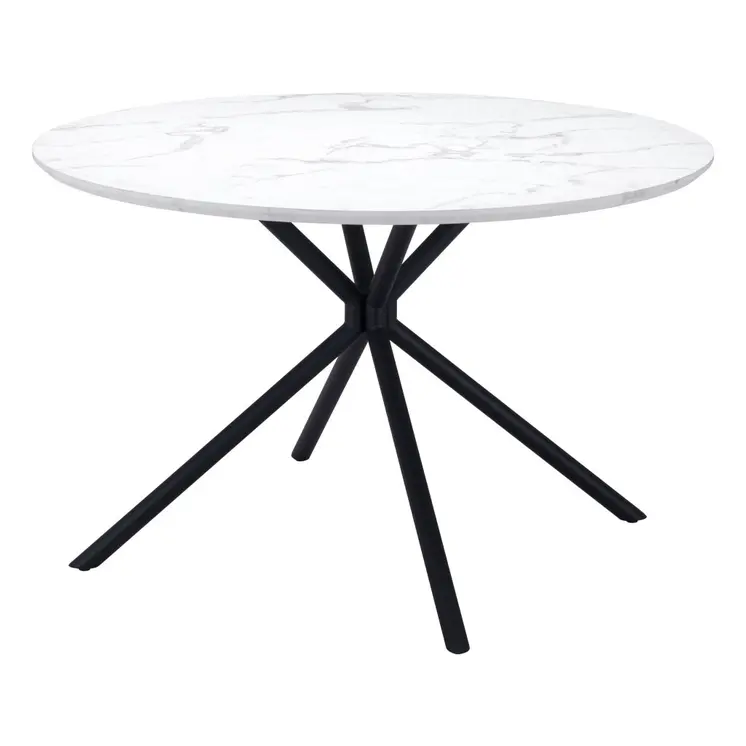 47" White And Black Rounded Steel Dining Table