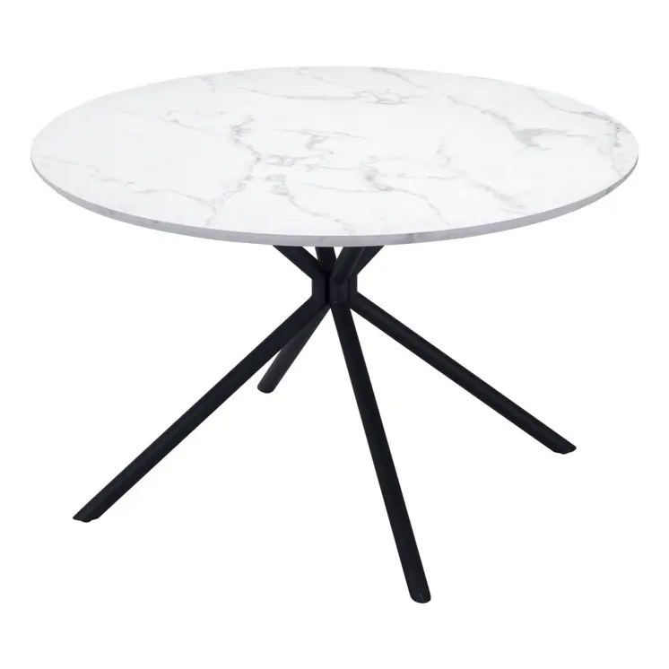 47" White And Black Rounded Steel Dining Table