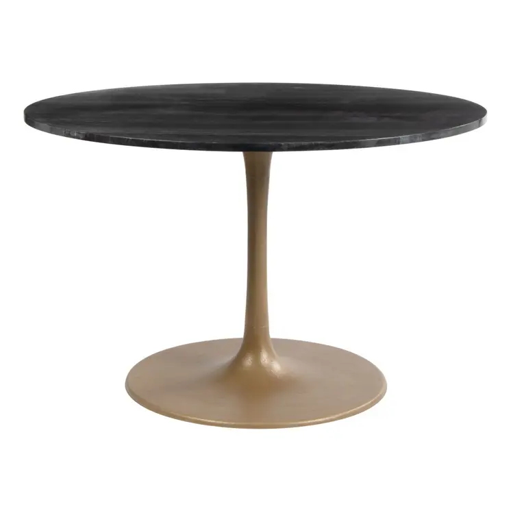 47" Gold Rounded Steel Pedestal Base Dining Table