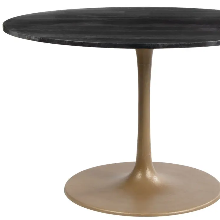 47" Gold Rounded Steel Pedestal Base Dining Table